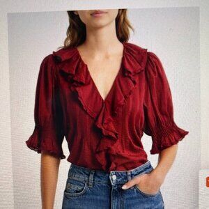 DOEN Sz L Henri Top in Deep Crimson Red